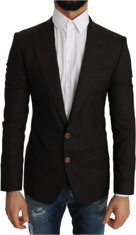 Dolce & Gabbana Brown Wool Sicilia Jacket Coat Blazer , Bruin, Heren