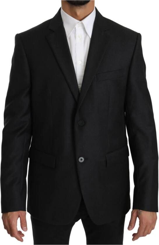 Dolce & Gabbana Wol slank past twee knoppenjack blazer , Grijs, Heren