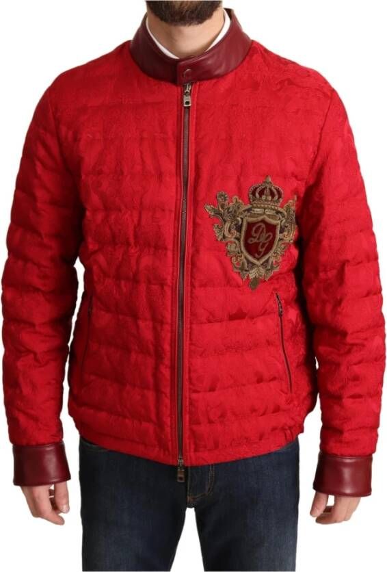 Dolce & Gabbana Brocade Bomber Crown logo jas , Rood, Heren