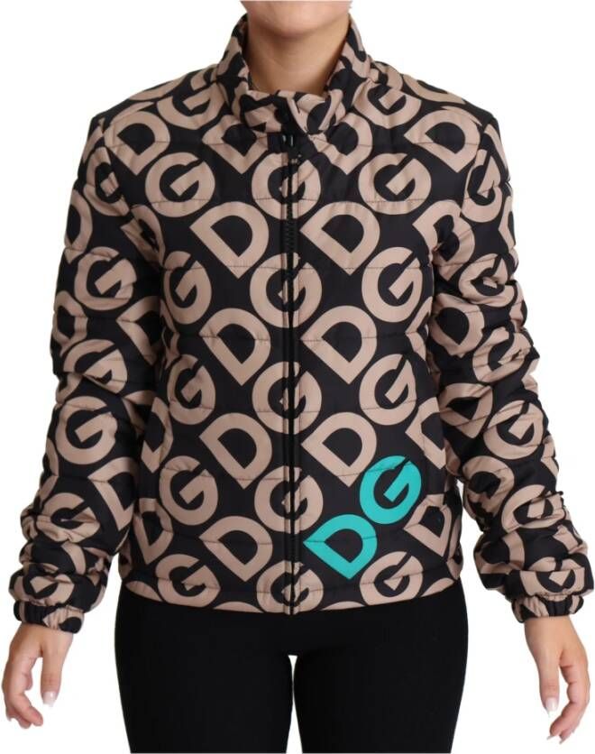 Dolce & Gabbana Mania gewatteerde logo puffer jas , Zwart, Dames