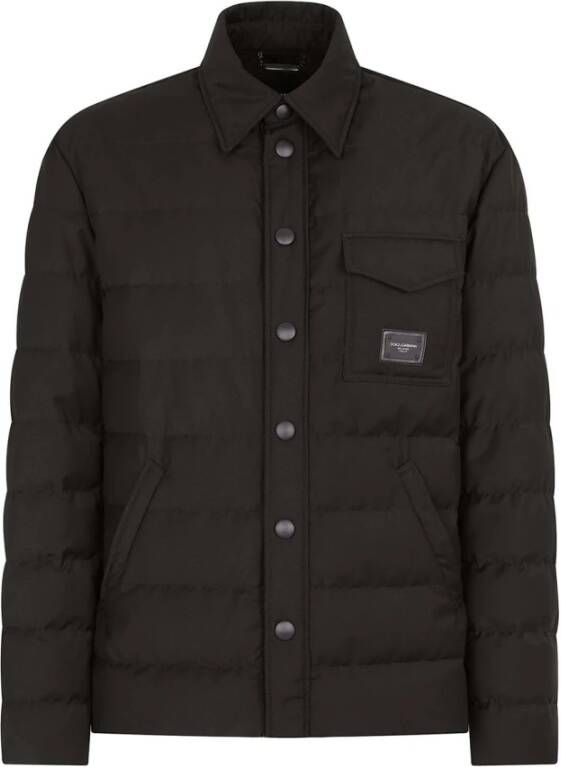 Dolce & Gabbana Quilted nylon jacket with branded plate