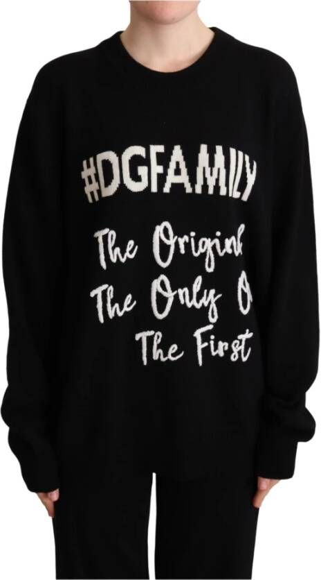 Dolce & Gabbana Dgfamily cashmere pullover trui , Zwart, Dames