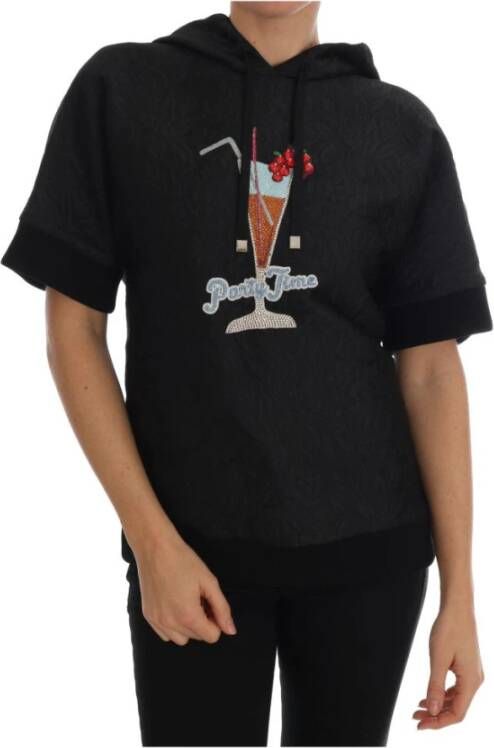 Dolce & Gabbana Black Fairy Tale Crystal Hooded Sweater , Zwart, Dames