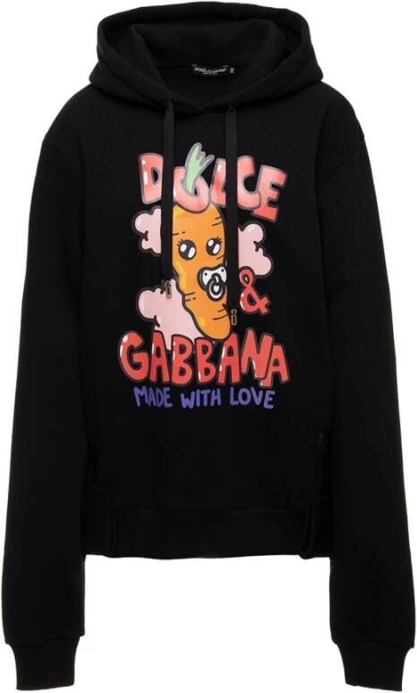 Dolce gabbana printed sweatshirt with double cuffs , Zwart, Dames
