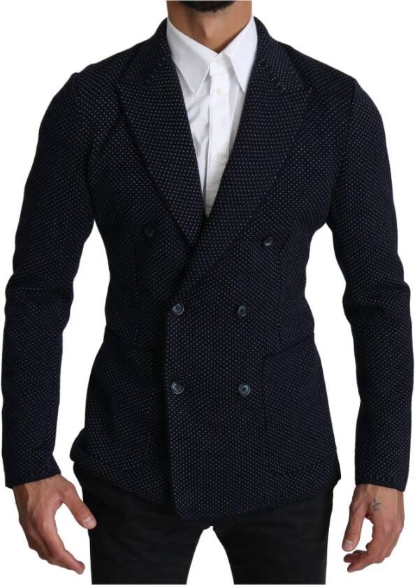 Dolce & Gabbana Gestippelde blazer met dubbele borsten , Blauw, Heren