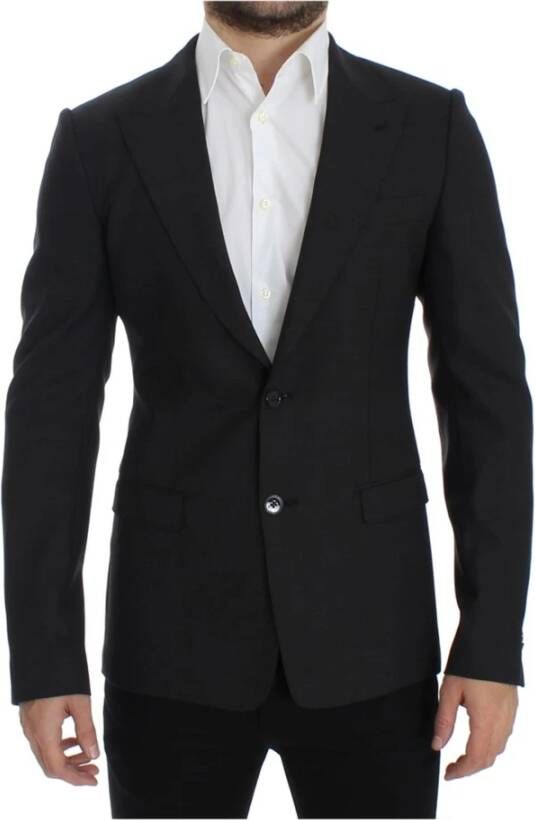 Dolce & Gabbana Gray wool slim fit blazer , Grijs, Heren