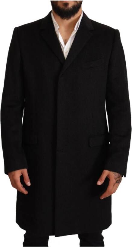 Dolce & Gabbana Gray Long Cashmere Coat Jacket , Grijs, Heren