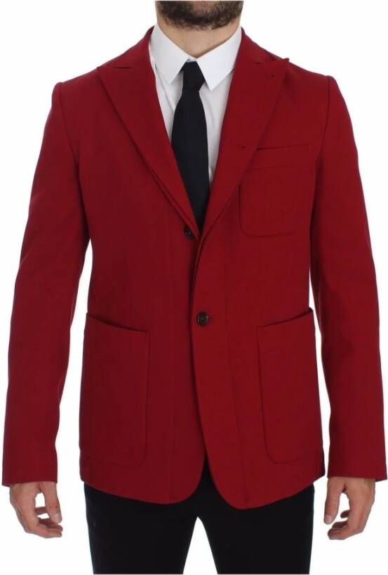 Dolce & Gabbana Red Cotton Stretch Blazer , Rood, Heren