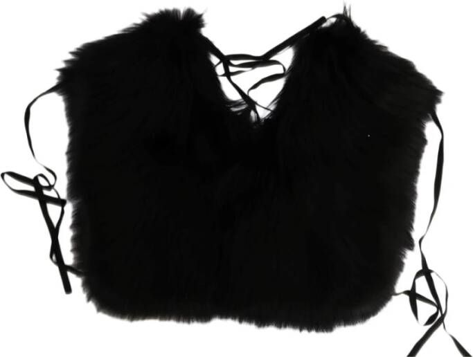 Dolce & Gabbana DG Black Silver Fox Fur sjaal , Zwart, Dames