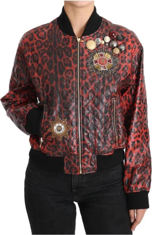 Dolce & Gabbana Leren en Suède Jassen Rood Dames