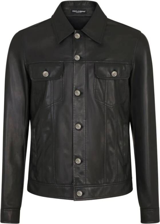 Dolce & Gabbana Leren Jassen Zwart Heren