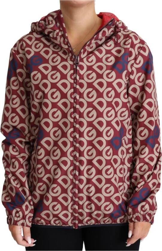 Dolce & Gabbana Logo Hooded Windbreaker Jacket , Paars, Dames