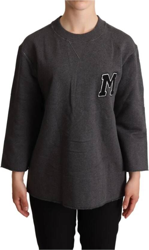 Dolce & Gabbana Gray Embroidered Women Pullover Sweater , Grijs, Dames