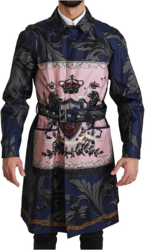 Dolce & Gabbana Royal Crown Trenchcoat Jacket , Blauw, Heren