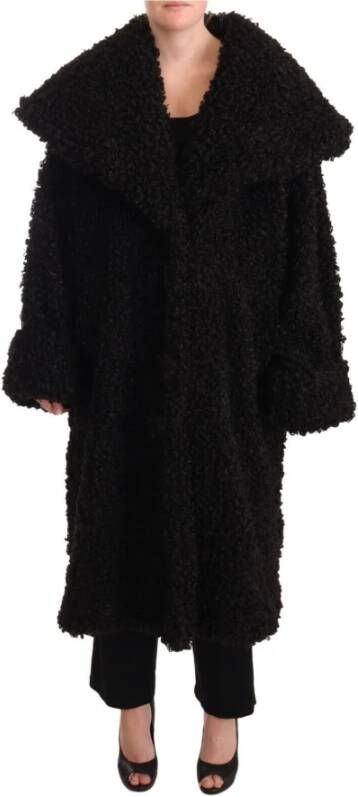 Dolce & Gabbana Faux bont shearling jassen , Zwart, Dames