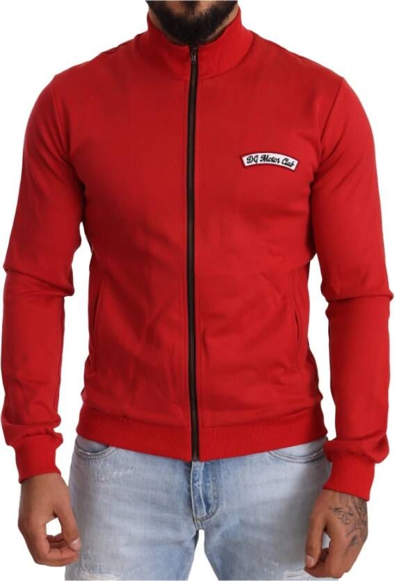 Dolce & Gabbana Motor Club Zipper Stretch Sweater , Rood, Heren