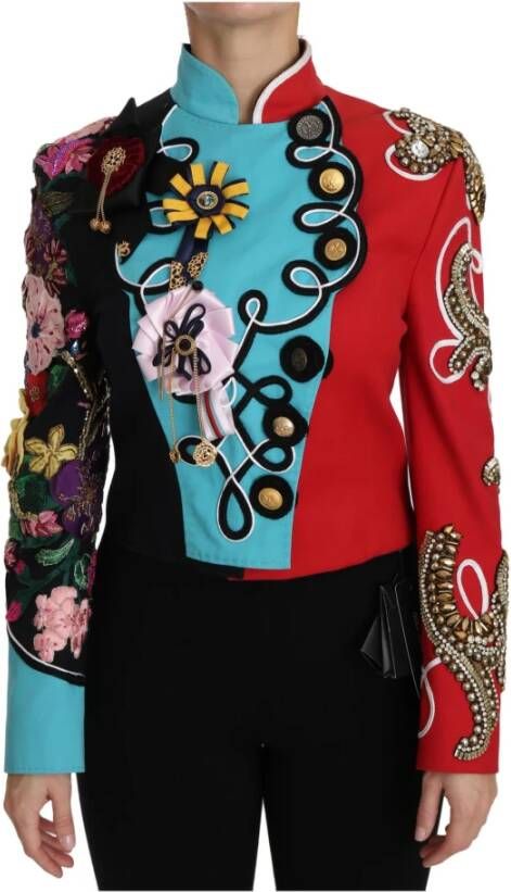 Dolce & Gabbana Coat Crystal Floral Baroque Sicily Jacket , Rood, Dames