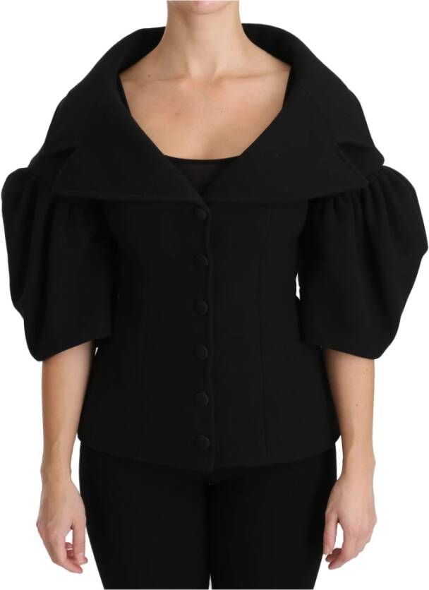 Dolce & Gabbana Black Formal Coat Virgin Wool Jacket , Zwart, Dames