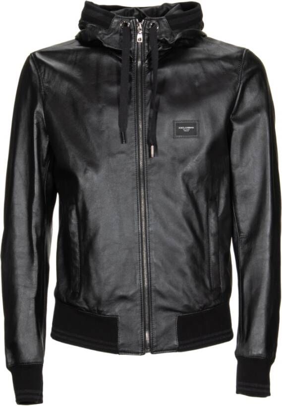 Dolce & Gabbana Leren Jassen Zwart Heren