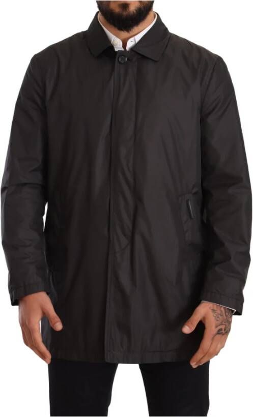 Dolce & Gabbana Black Polyester Mens Trench Coat Jacket , Zwart, Heren