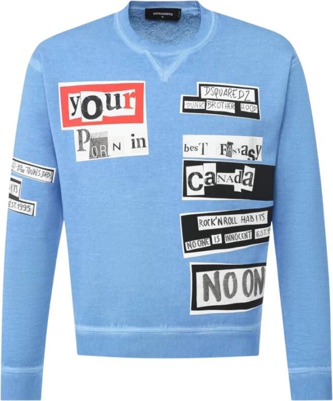 Dsquared2 Ronde hals gekweek , Blauw, Heren
