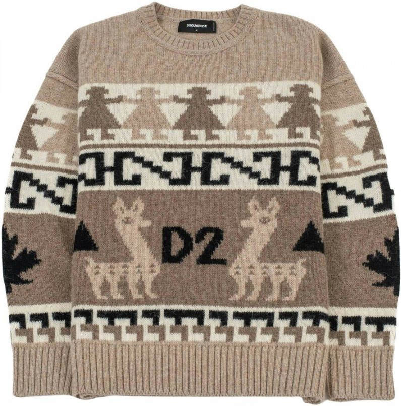 Dsquared2 Round neck Knitwear , Bruin, Heren
