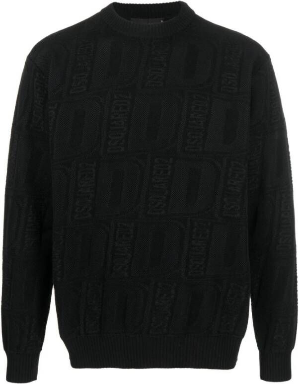 Dsquared2 Round neck Knitwear , Zwart, Heren