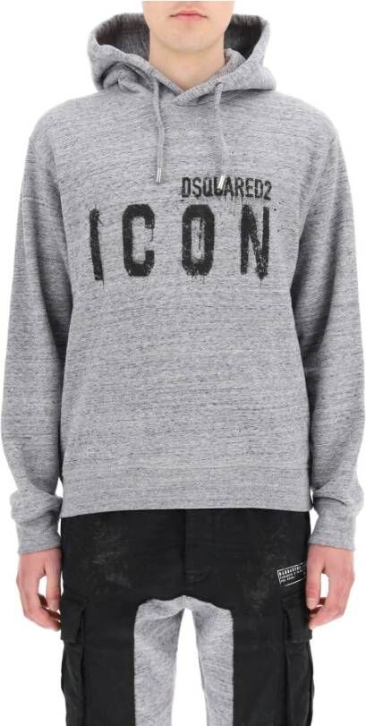 Dsquared2 hoodie met pictogramspray print , Grijs, Heren