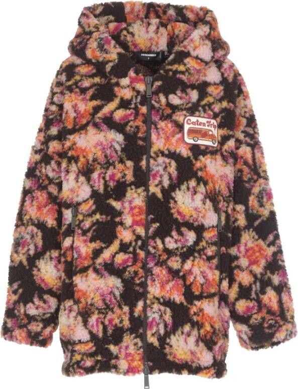 Dsquared2 Camping Crew Check Teddy Zip Jacket , Oranje, Dames