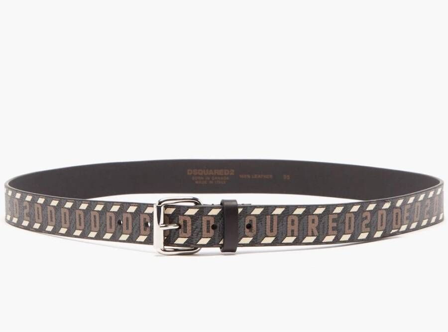 Dsquared2 Monogram logo lederen riem , Bruin, Heren