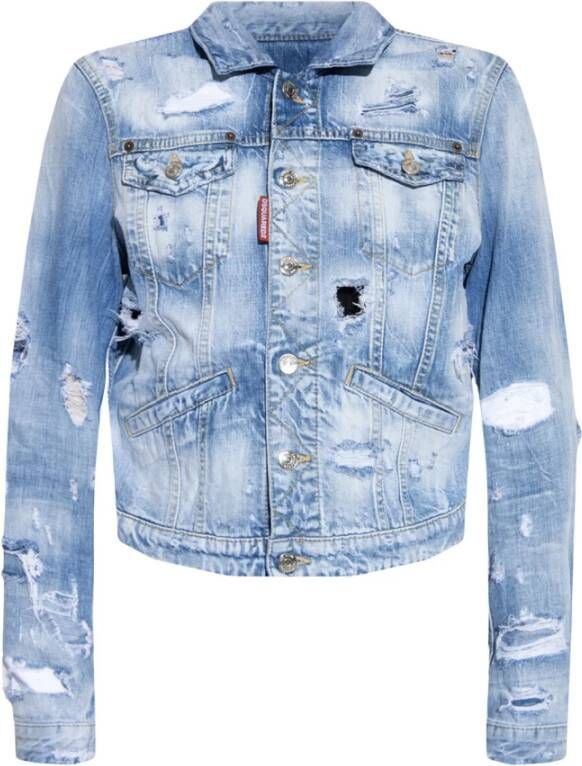 Dsquared2 Distressed denim jacket , Blauw, Dames