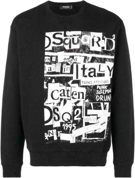 Dsquared2 Logo Disco Punk Sweatshirt , Zwart, Heren