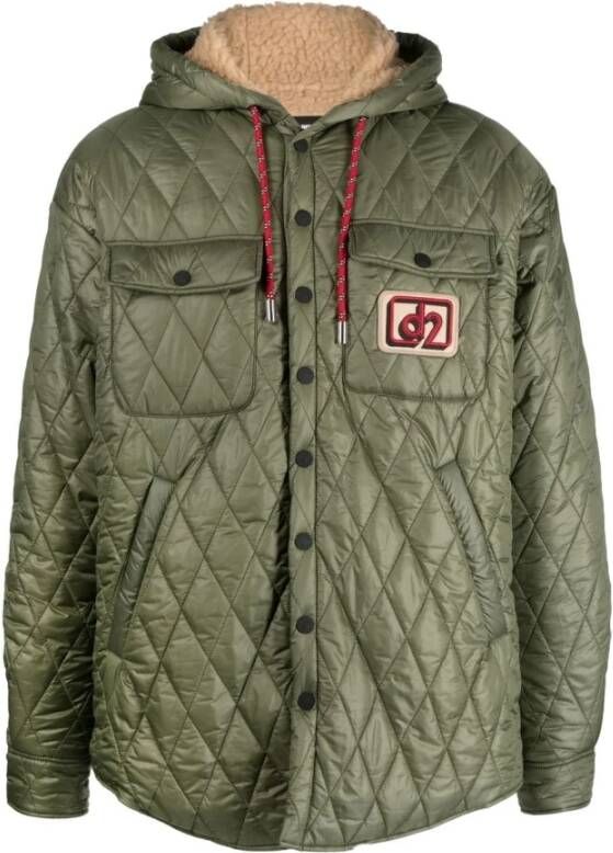 Dsquared2 Quilted nylon overshirt jacket , Groen, Heren