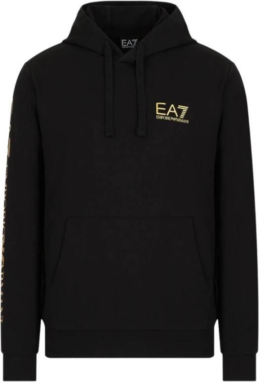 ea7 Armani hoodie met goudlogo zwart Emporio Armani , Zwart, Heren