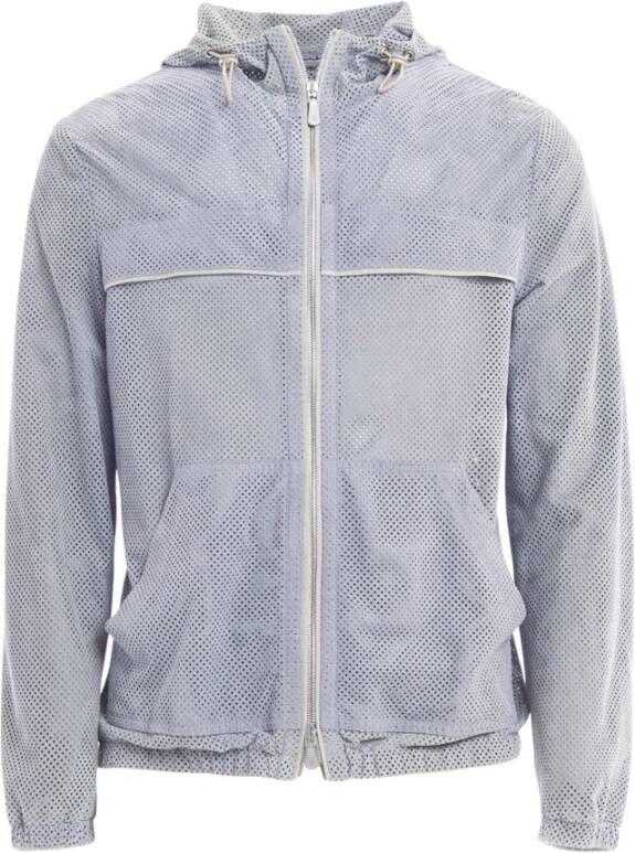 Eleventy Leren Jassen Blauw Heren