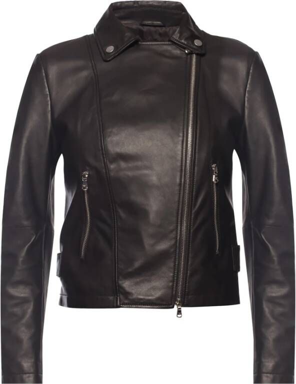Emporio Armani Leren en Suède Jassen Zwart Dames