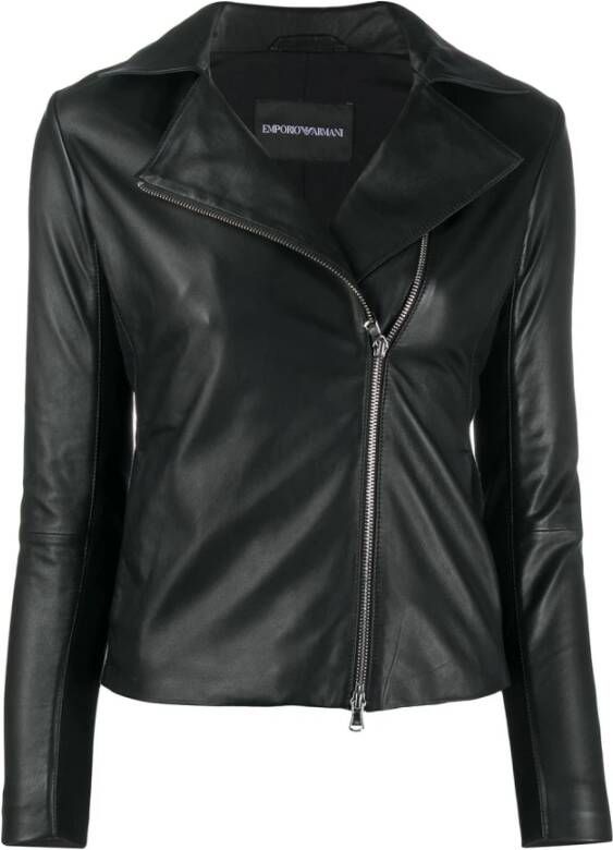 Emporio Armani Leren en Suède Jassen Zwart Dames