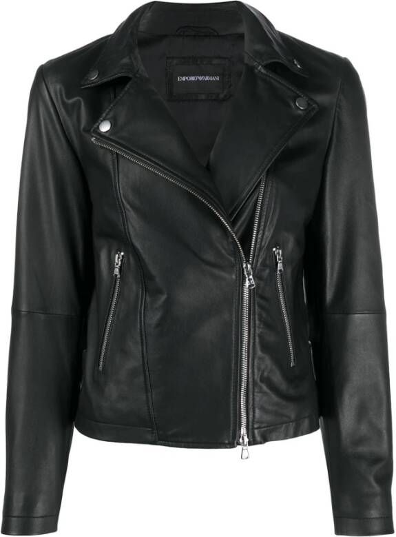 Emporio Armani Leren en Suède Jassen Zwart Dames