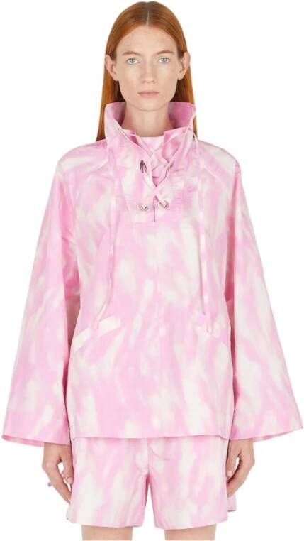 Ganni Tie Dye Tech pullover jas , Roze, Dames