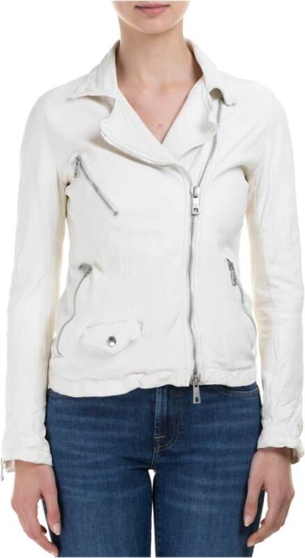 Giorgio Brato Leren en Suède Jassen Wit Dames