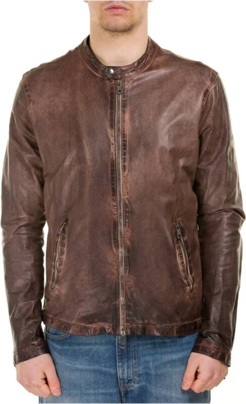 Giorgio Brato Leren Jassen Bruin Heren