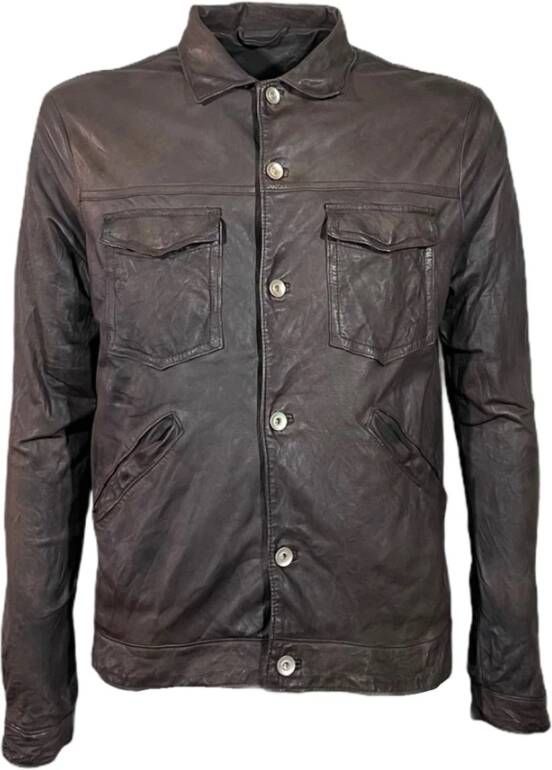 Giorgio Brato Leren Jassen Bruin Heren