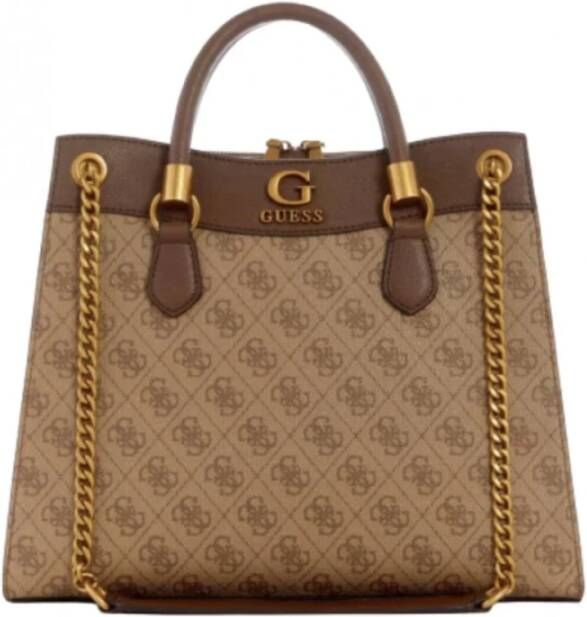 Guess Bruine Handtas Nell Logo Girlfriend Satchel
