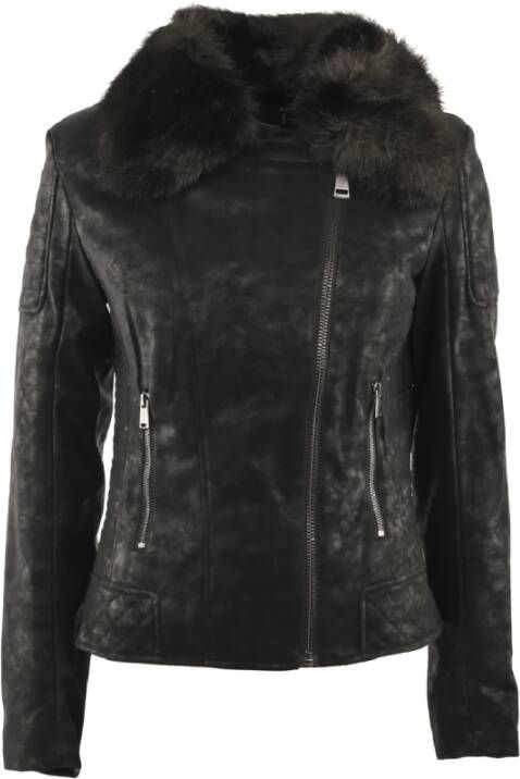 Guess Jack van imitatiebont en schapenvacht , Zwart, Dames