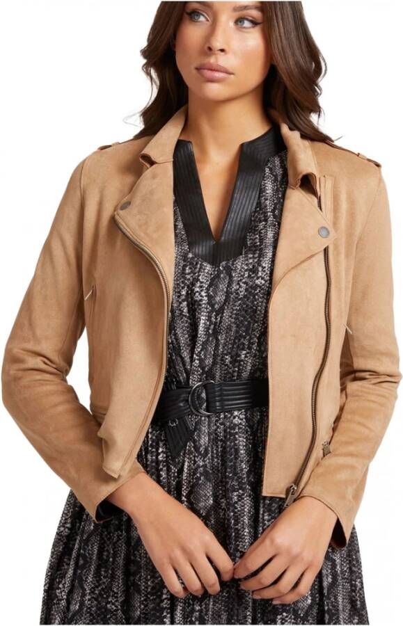 Guess Leren en Suède Jassen Bruin Dames