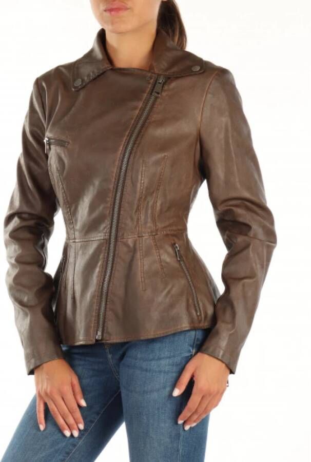 Guess Leren en Suède Jassen Bruin Dames