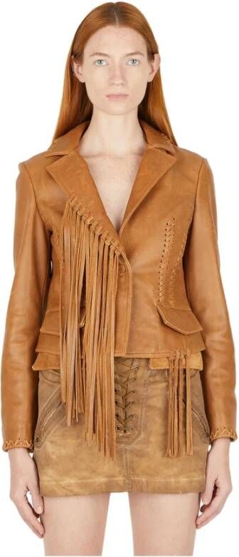 Guess Leren en Suède Jassen Bruin Dames