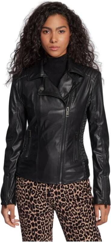 Guess Leren en Suède Jassen Zwart Dames