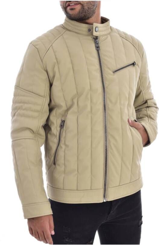 Guess Leren Jassen Beige Heren