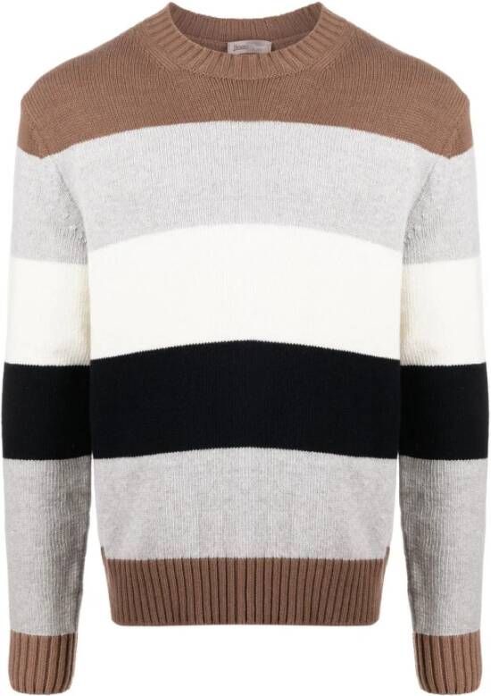 Herno Ronde hals gekweek , Bruin, Heren